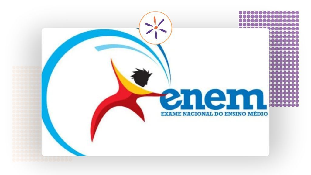 Logotipo do Enem com figura estilizada de estudante, representando acesso à educação superior no Brasil